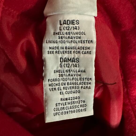 White Stag Women’s Red Wool Blend Jacket, Large, Pre-owned - Picture 5 of 6